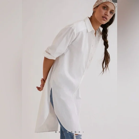 Anthropologie Maeve Maxi Tunic Buttondown Top White NEW $120 SOLD OUT - Picture 2 of 10